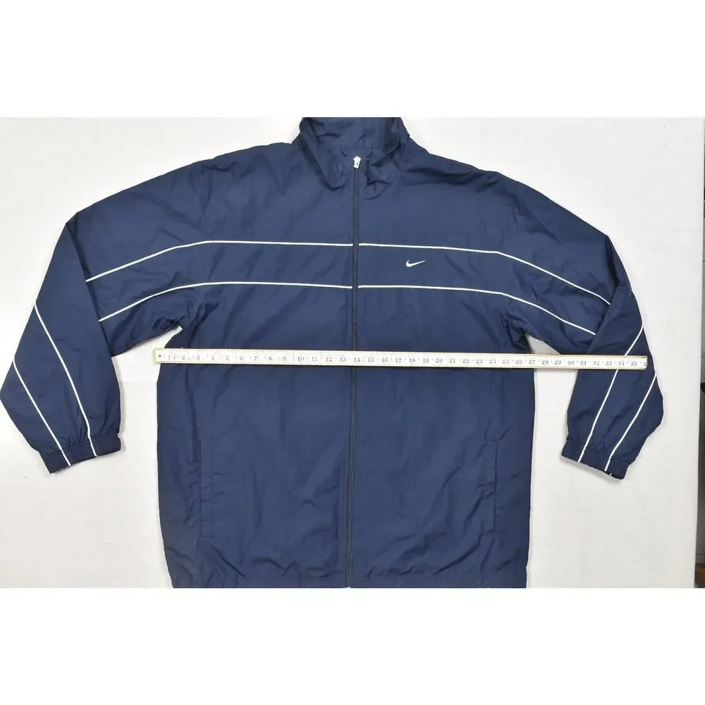 Nike Vintage Y2K Track Jacket Navy Blue White Stripe Size 2XL Full Zip